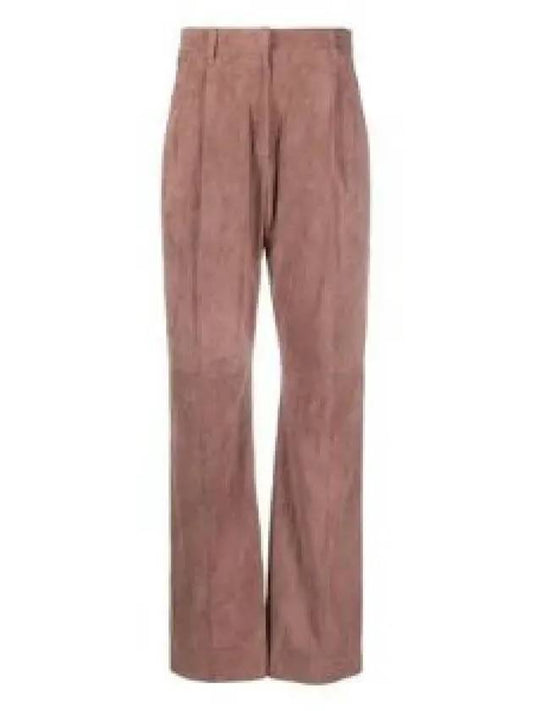 Women's Suede Straight Pants Pink - BRUNELLO CUCINELLI - BALAAN 2