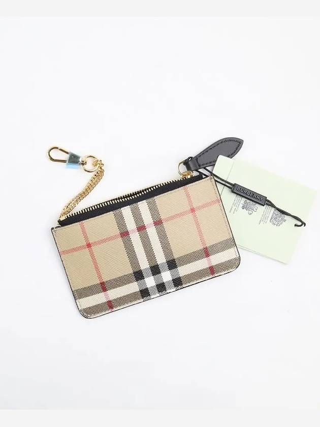 Vintage Check Leather Card Wallet Beige - BURBERRY - BALAAN 4