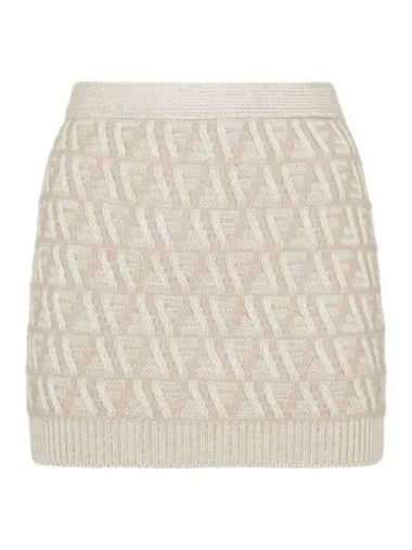 FF Cashmere Wool Mini A-Line Skirt Beige - FENDI - BALAAN 1