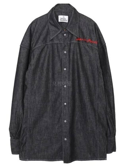 Football Denim Cotton Long Sleeve Shirt Black - VIVIENNE WESTWOOD - BALAAN 2