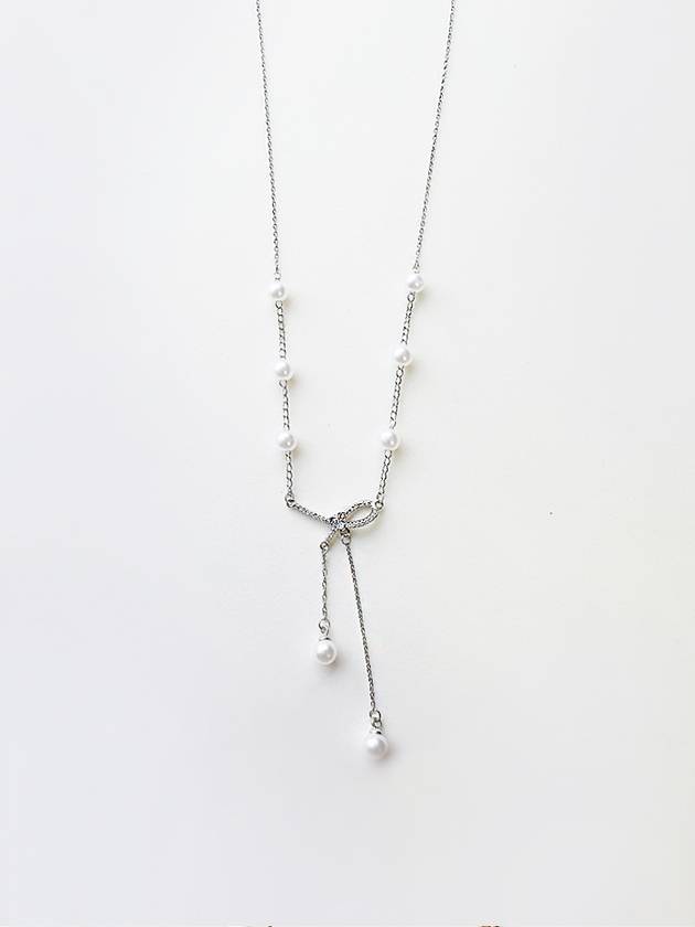 Pearl Cubic Ribbon Necklace Pearl Cubic Ribbon Necklace - SOSOO - BALAAN 1