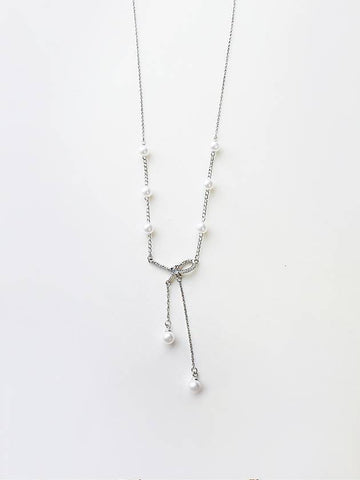 Pearl Cubic Ribbon Necklace Pearl Cubic Ribbon Necklace - SOSOO - BALAAN 1