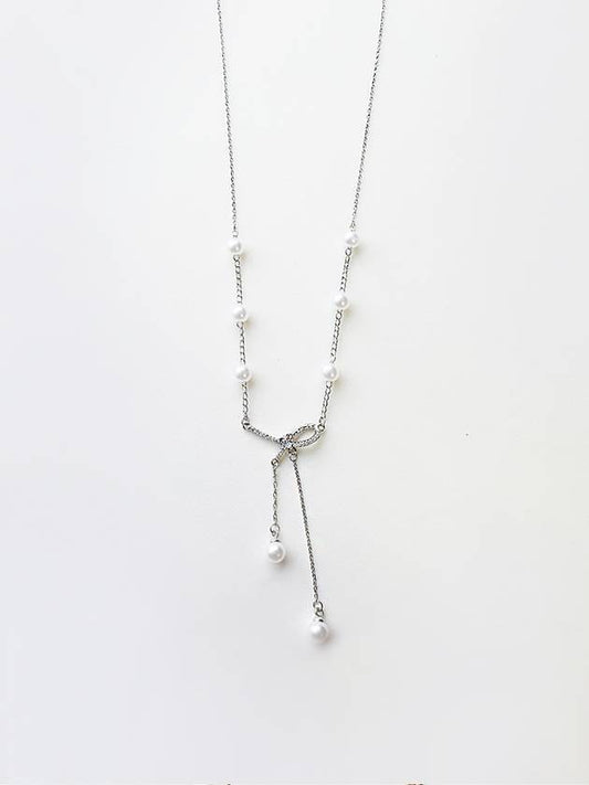 Pearl Cubic Ribbon Necklace Pearl Cubic Ribbon Necklace - SOSOO - BALAAN 1