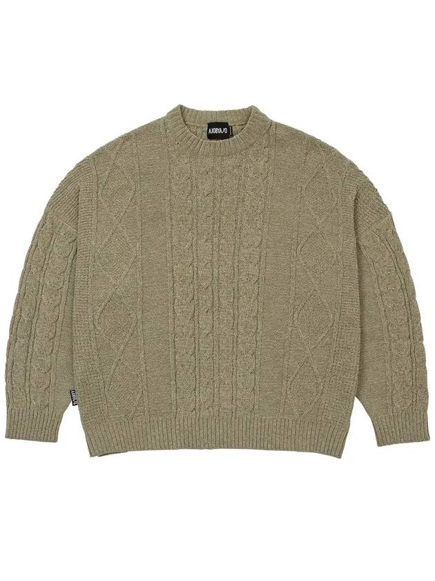 velvet cable stitch knit top beige - AJOBYAJO - BALAAN 1