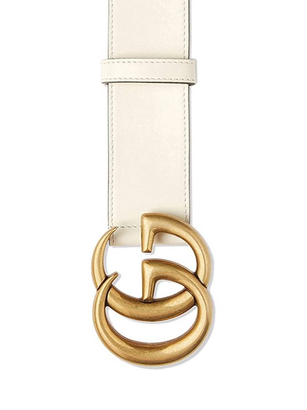 GG Marmont Buckle Leather Belt White - GUCCI - BALAAN 3