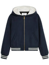 Teddy Double Face Cashmere Hooded Jacket Navy - CELINE - BALAAN 1
