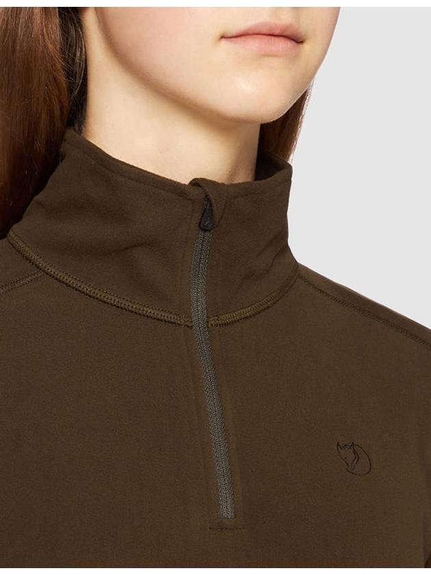 Women's Half Zip Long Sleeve T-Shirt  Dark Olive - FJALL RAVEN - BALAAN 4