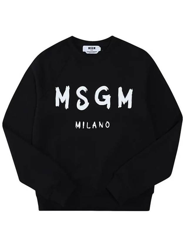 Women's Brushed Logo Crew Neck Sweatshirt Black - MSGM - BALAAN 6