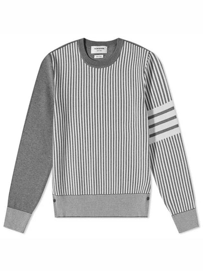 Men Funmix Seersucker Jacquard Pullover Knit Sweatshirt Grey - THOM BROWNE - BALAAN 2