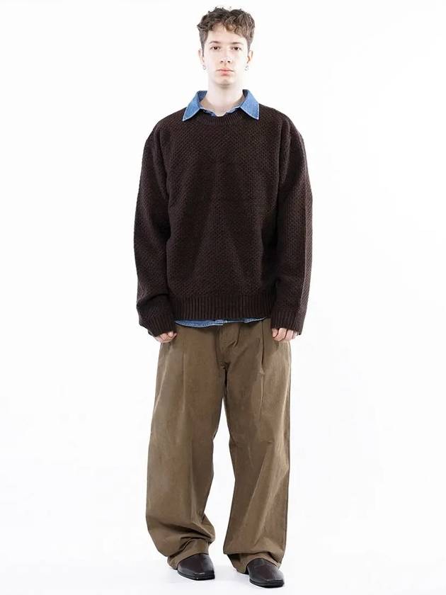 Men s M243TP05BR Hachi Oversized Round Knit Brown - CHANCE'S NOI - BALAAN 2