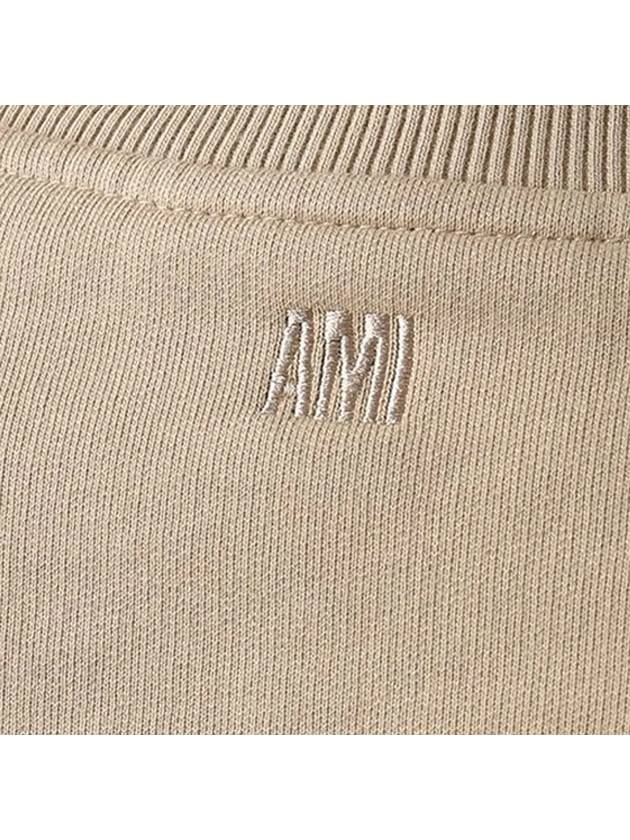 Heart Embroidered Logo Sweatshirt Beige - AMI - BALAAN 4