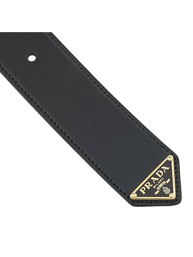 Triangle Logo Plaque City Leather Belt Black - PRADA - BALAAN 10