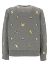 Embroidered Crew Neck Cotton Sweatshirt Grey - THOM BROWNE - BALAAN 3