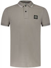 Stretch Cotton Pique Short Sleeve Polo Shirt  Dove Grey - STONE ISLAND - BALAAN 2