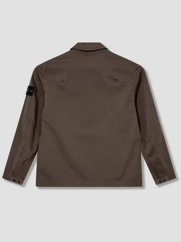 Organic Stretch Cotton Satin Long Sleeve Shirt Brown - STONE ISLAND - BALAAN 3