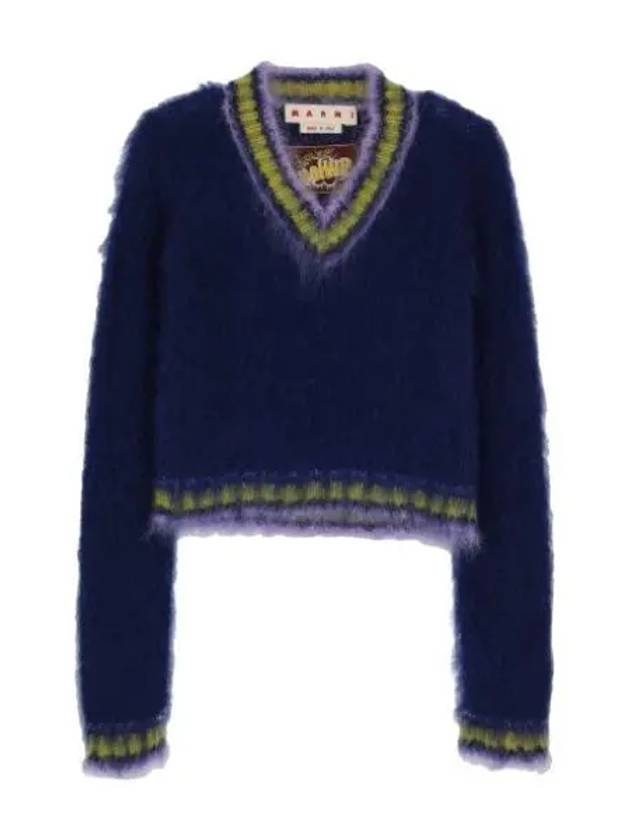 V neck mohair knit royal blue - MARNI - BALAAN 1