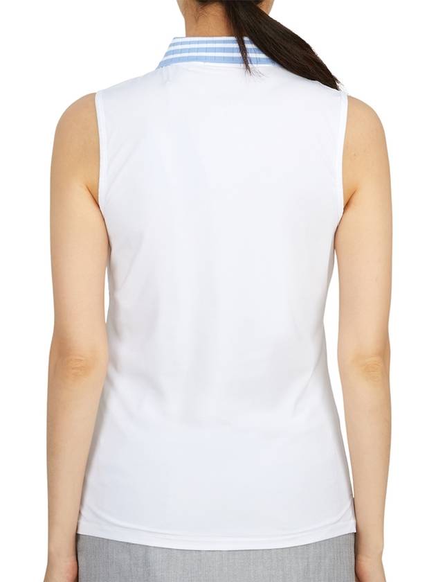 Women's Pleated Collar Sleeveless PK Shirt White - G/FORE - BALAAN 5