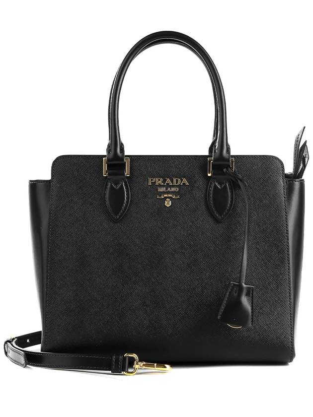 Triangle Logo Saffiano Tote Bag Black - PRADA - BALAAN 2