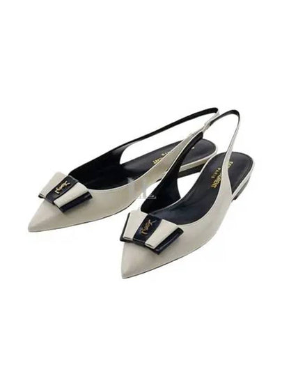 Anais Slingback Flats In Smooth And Patent Leather Ivory - SAINT LAURENT - BALAAN 2