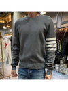 4 Bar Armband Milano Stitch Knit Top Mid Grey - THOM BROWNE - BALAAN 4