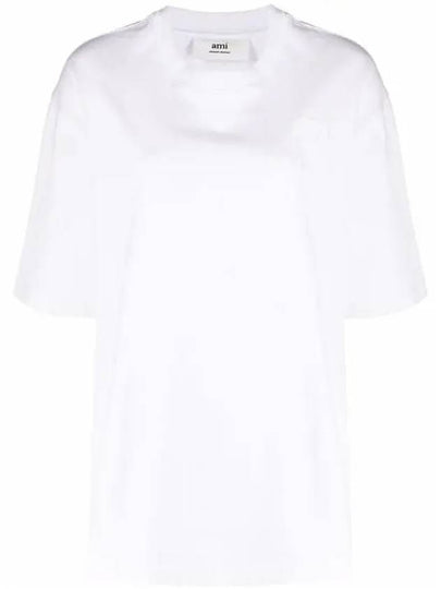 Heart Technical Logo Patch Heavy Short Sleeve T-Shirt White - AMI - BALAAN 2