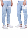 Men's Diagonal Stripe Waffle Track Pants Blue - THOM BROWNE - 4