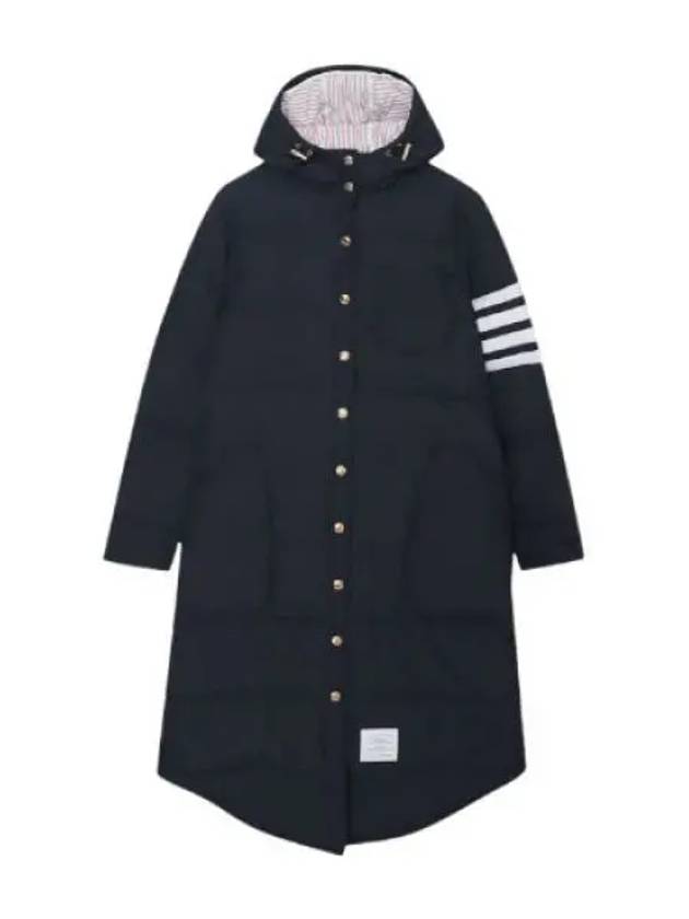 Downfilled Ripstop Classic 4 Striped Hoodie Down Long Padding Navy - THOM BROWNE - BALAAN 2