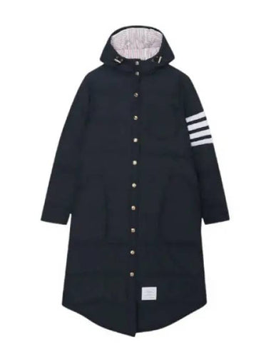 Down fill ripstop diagonal hooded shirtdress - THOM BROWNE - BALAAN 1