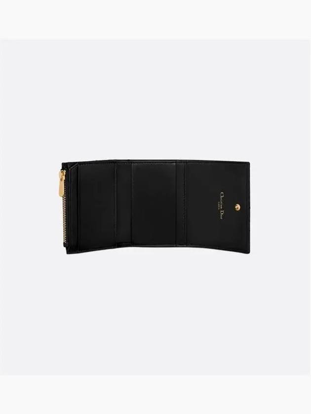 Caro Hibiscus Supple Cannage Calfskin Half Wallet Black - DIOR - BALAAN 5