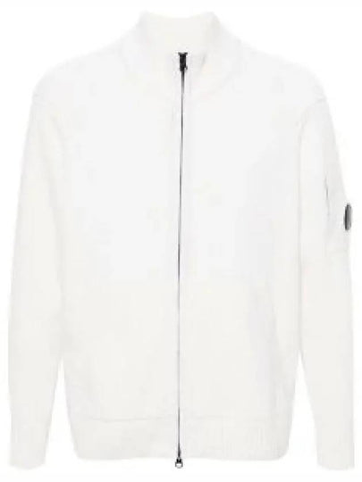 Lambswool GRS Zipped Cardigan White - CP COMPANY - BALAAN 2