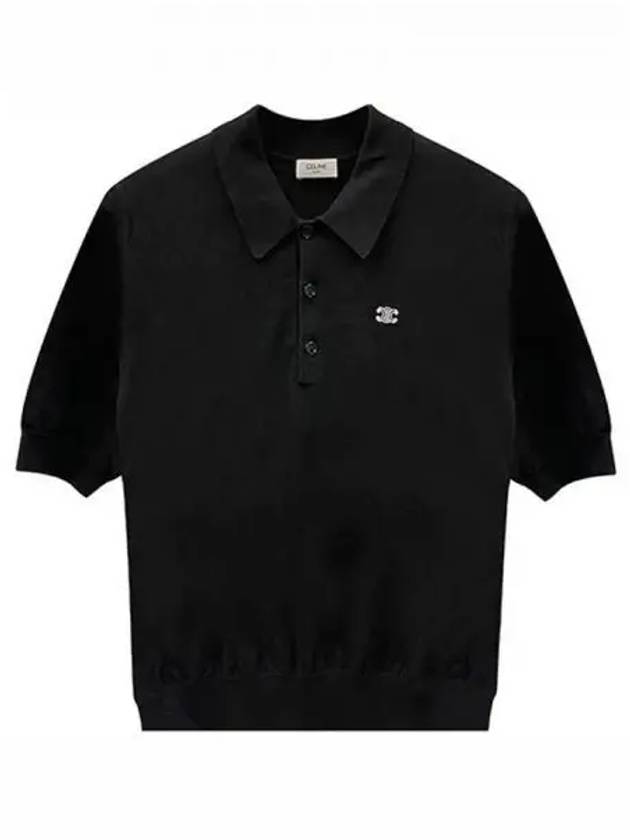 Triomphe Cotton Polo Shirt Black - CELINE - BALAAN 2