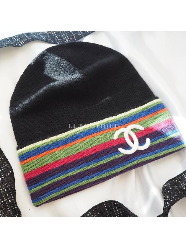 CC logo cashmere beanie fur hat unisex multicolor - CHANEL - BALAAN 3