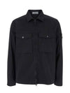 Organic Stretch Cotton Satin Long Sleeve Shirt Black - STONE ISLAND - BALAAN 2