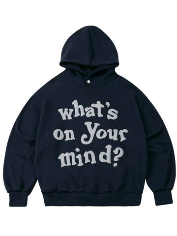 Big Lettering Snap Balloon Hoodie Navy - MOO - BALAAN 1