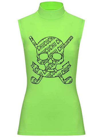 C23MTS019W Skull Back Mesh Half Neck Top Green - CHUCUCHU - BALAAN 1