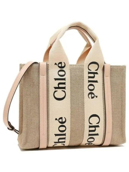 Woody Small Canvas Tote Bag Pink Beige - CHLOE - BALAAN 2