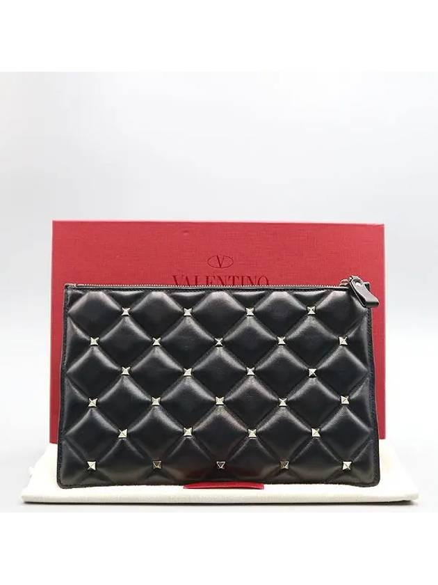 RW2P0Q70 Black Candy Stud Clutch Bag - VALENTINO - BALAAN 1