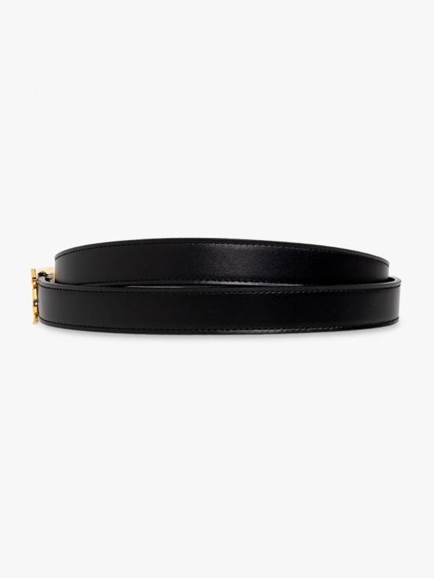 Logo Leather Belt Black - SAINT LAURENT - BALAAN 3