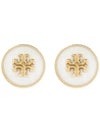 Kira Enamel Circle Stud Earrings White Gold - TORY BURCH - BALAAN 3