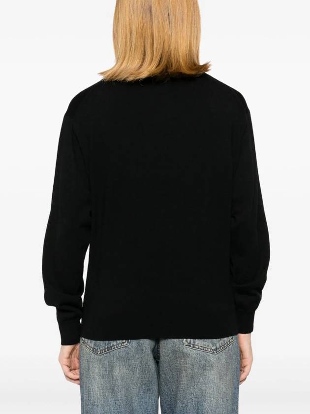 Boke Flower Embroidery Wool Knit Top Black - KENZO - BALAAN 5