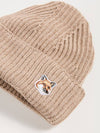 Fox Head Patch Ribbed Beanie Beige - MAISON KITSUNE - BALAAN 3