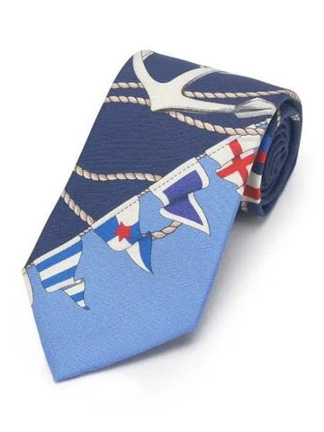 Nautical Print Silk Twill Tie Blue - POLO RALPH LAUREN - BALAAN 1