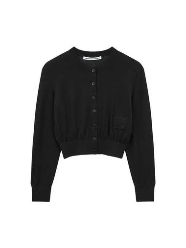 Embo logo crew neck crop cardigan black - ALEXANDER WANG - BALAAN 1