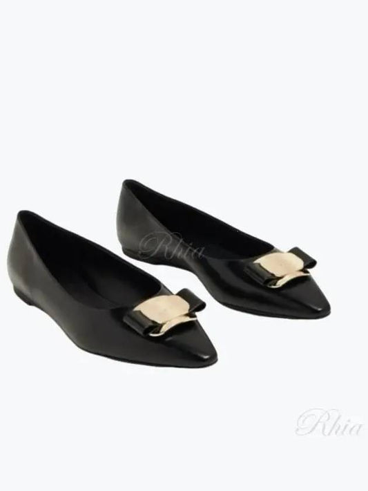 New Vara Plate Ballet Flat Black - SALVATORE FERRAGAMO - BALAAN 2