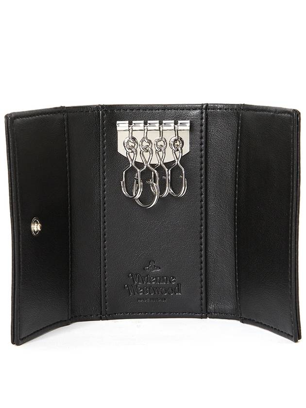 Logo Key Case Leather Wallet Black - VIVIENNE WESTWOOD - BALAAN 5