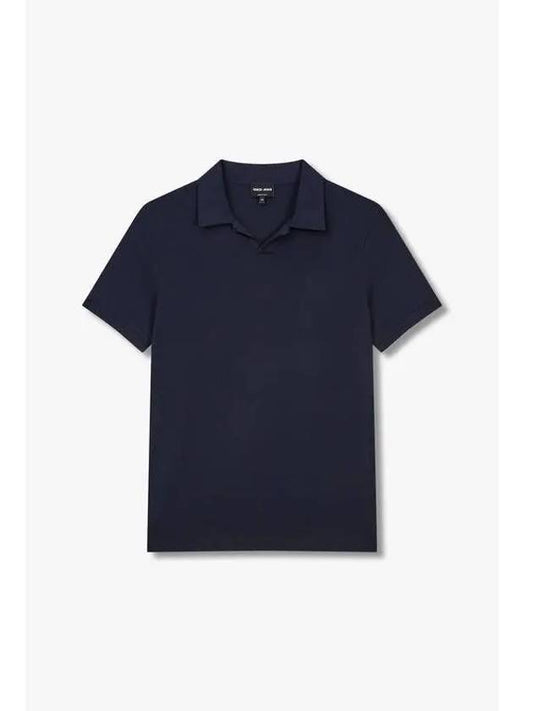 Men s Open Collar Stretch T Shirt Navy - GIORGIO ARMANI - BALAAN 1