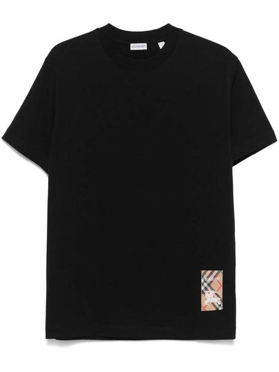 Check Label Cotton Short Sleeve T-Shirt Black - BURBERRY - BALAAN 2