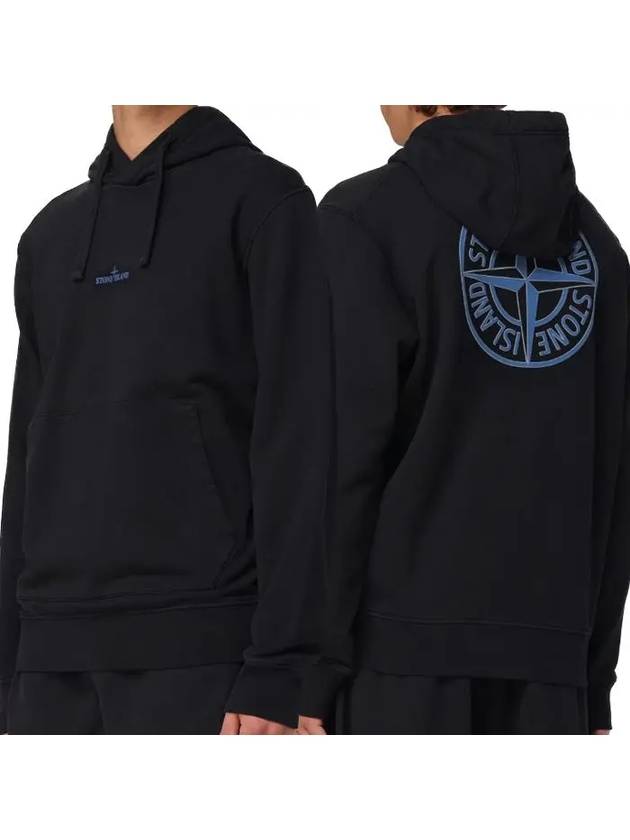 Logo Print Cotton Hoodie Black - STONE ISLAND - BALAAN 2