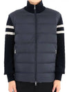 Padded Wool Zip-Up Cardigan Navy - MONCLER - BALAAN 3