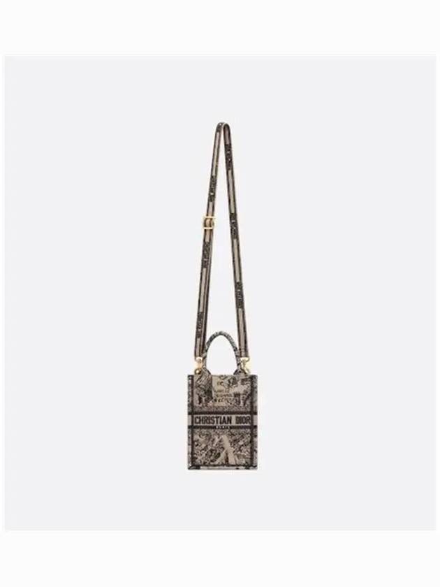 Plan De Paris Embroidery Phone Mini Book Tote Bag Black Beige - DIOR - BALAAN 5